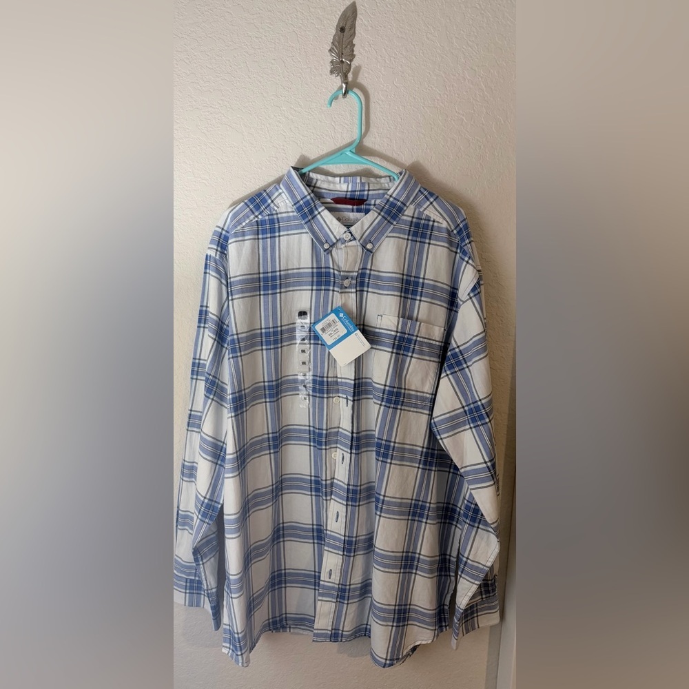 Columbia Men's Blue Plaid Shirt NWT